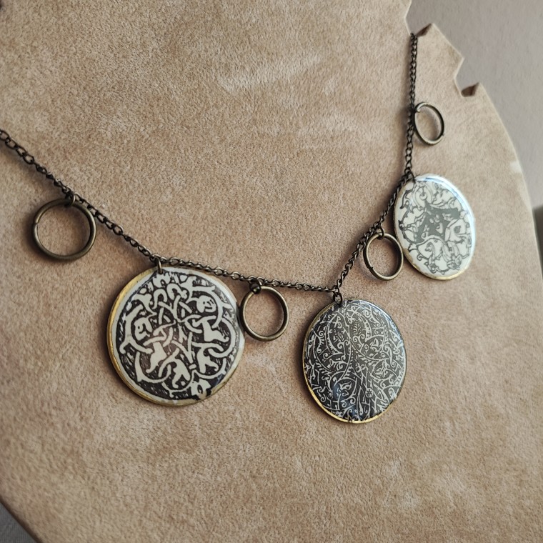 Boho Mixed Media Charms Necklace - 1