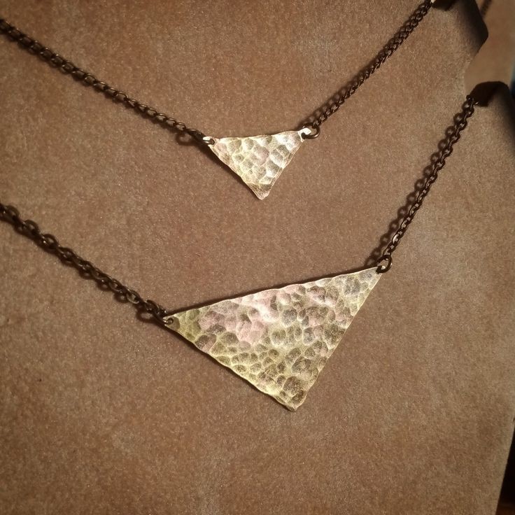 Triangular Rustic Brass Necklace - 1