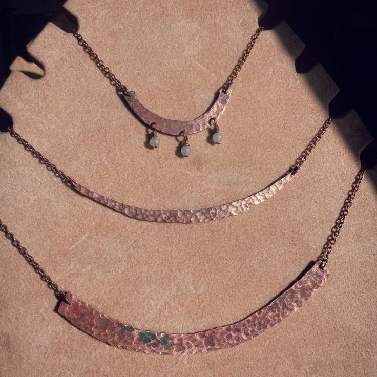 Curved Bar Rustic Copper Necklace - 2