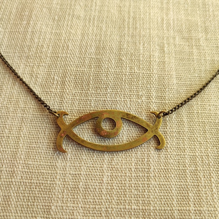 Rustic Adinkra Brass Necklace - 1