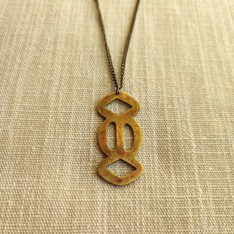 Rustic Adinkra Brass Pendant - 1