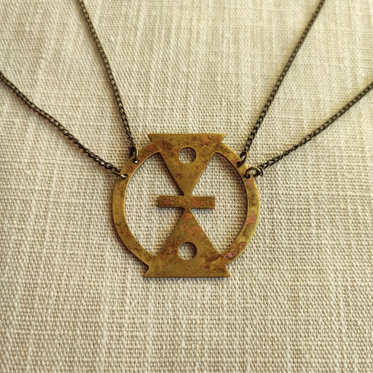 Rustic Adinkra Brass Necklace - 1