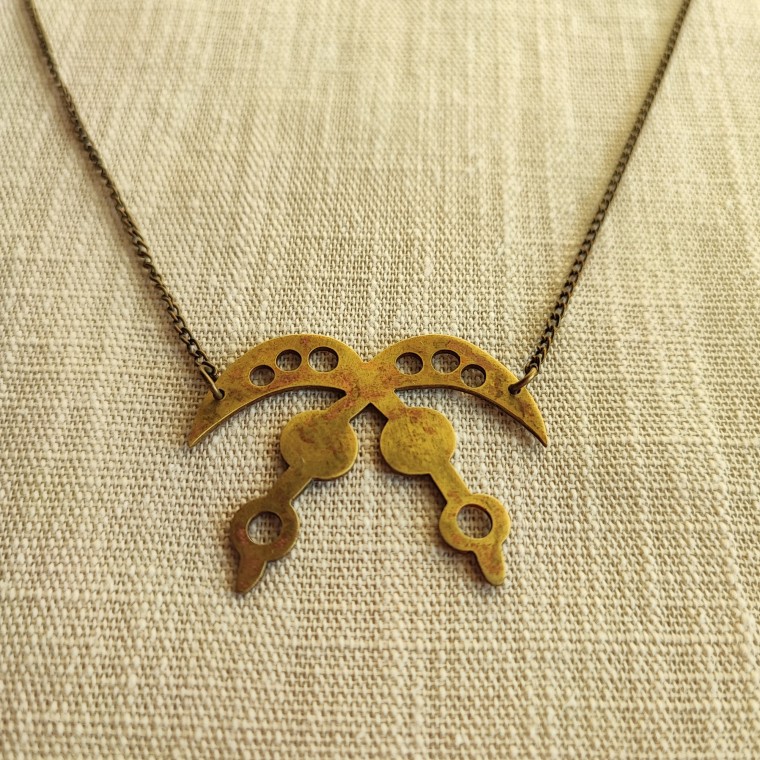 Adinkra Rustic Brass Necklace - 1